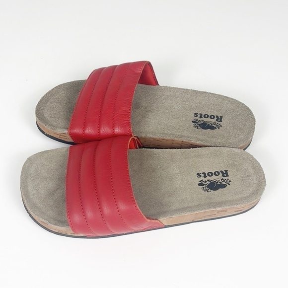 Roots women’s slide red leather size 8 - Picture 2 of 8